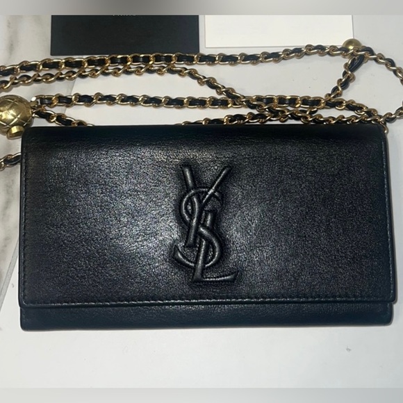 Yves Saint Laurent Handbags - Yves Saint Laurent Black Leather Chain Wallet
